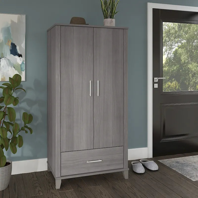 Tall Entryway Cabinet with Doors and Drawer