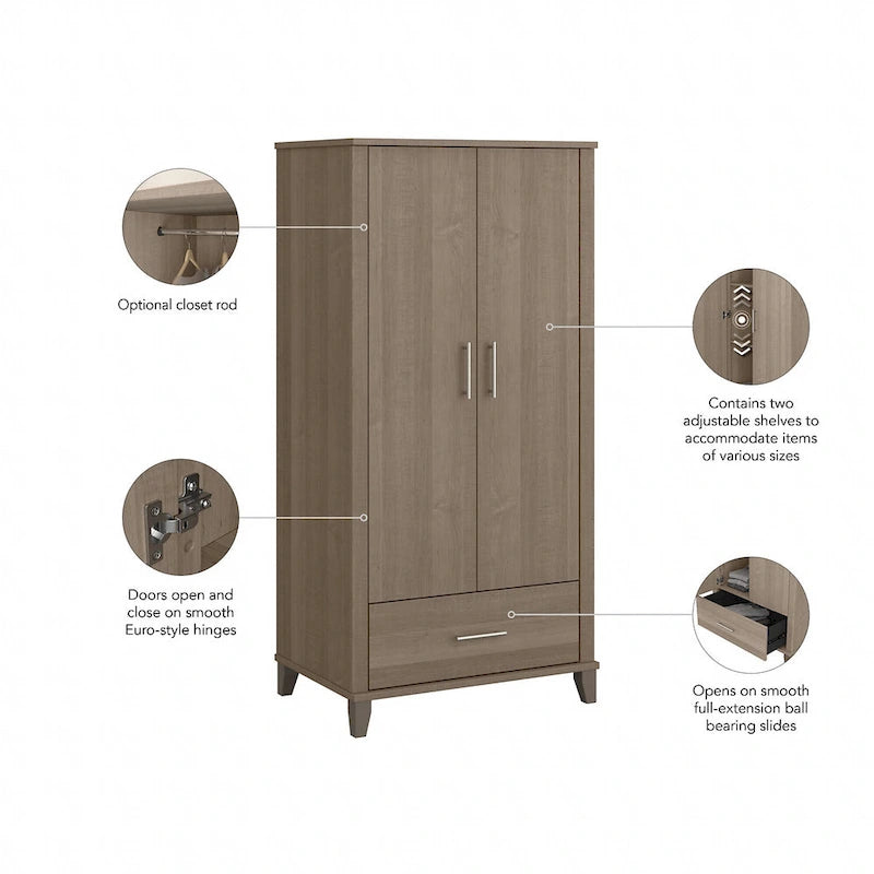 Tall Entryway Cabinet with Doors and Drawer