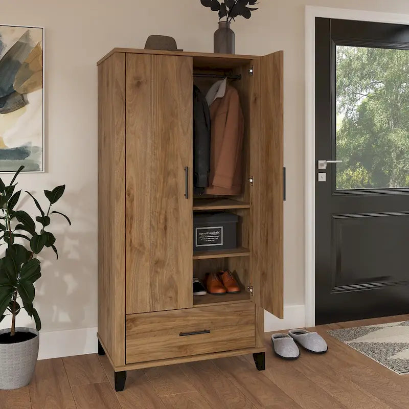 Tall Entryway Cabinet with Doors and Drawer