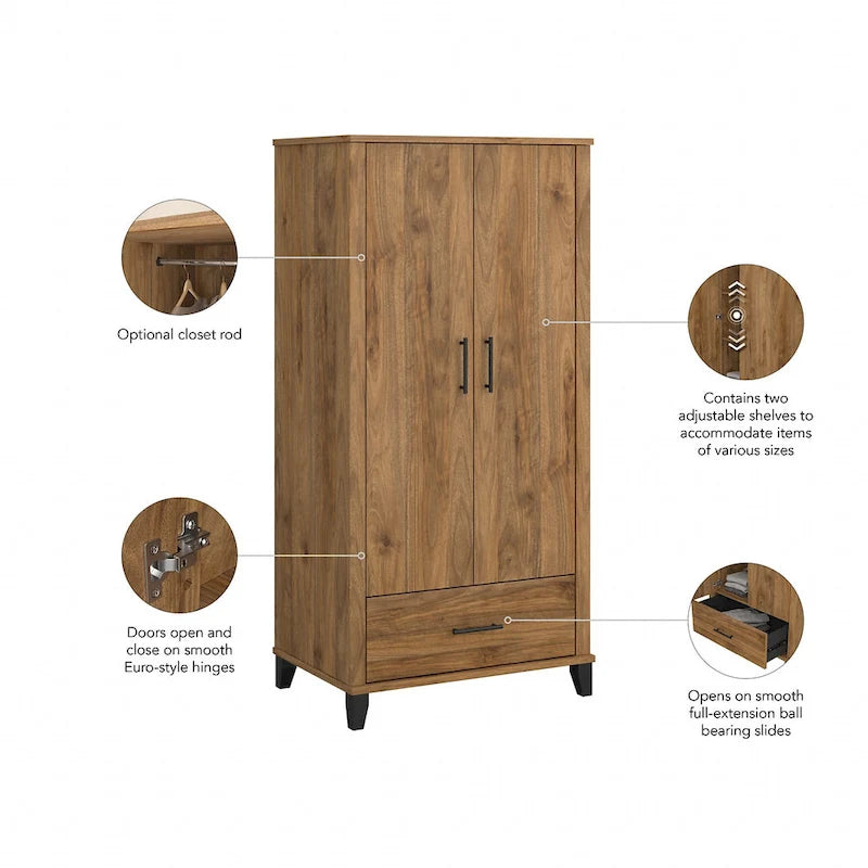 Tall Entryway Cabinet with Doors and Drawer