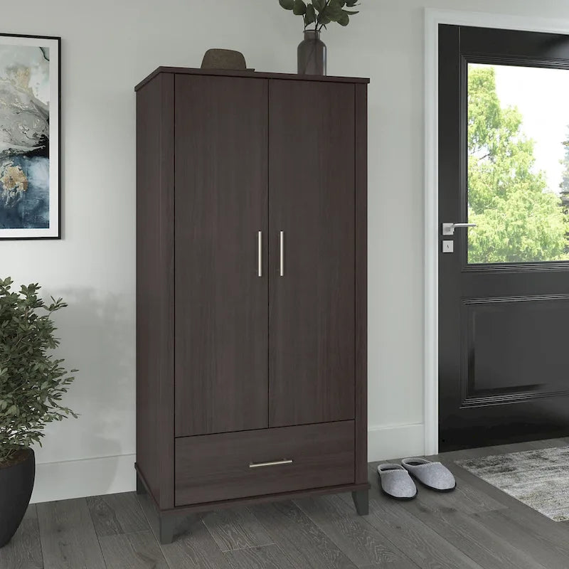 Tall Entryway Cabinet with Doors and Drawer