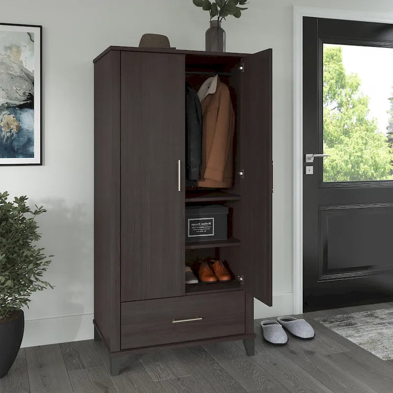 Tall Entryway Cabinet with Doors and Drawer