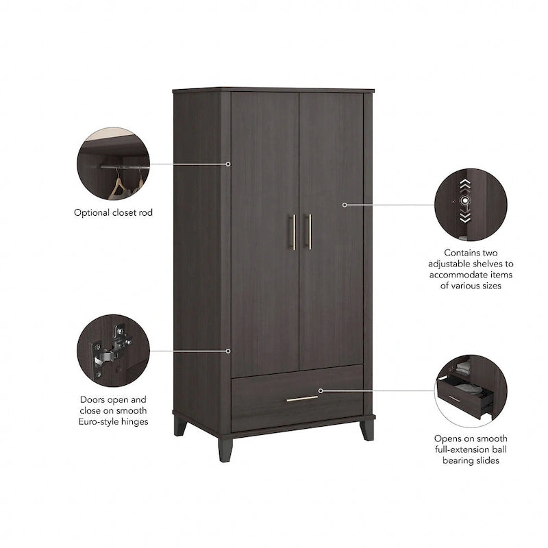Tall Entryway Cabinet with Doors and Drawer