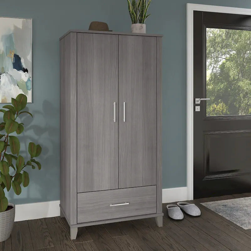Tall Entryway Cabinet with Doors and Drawer