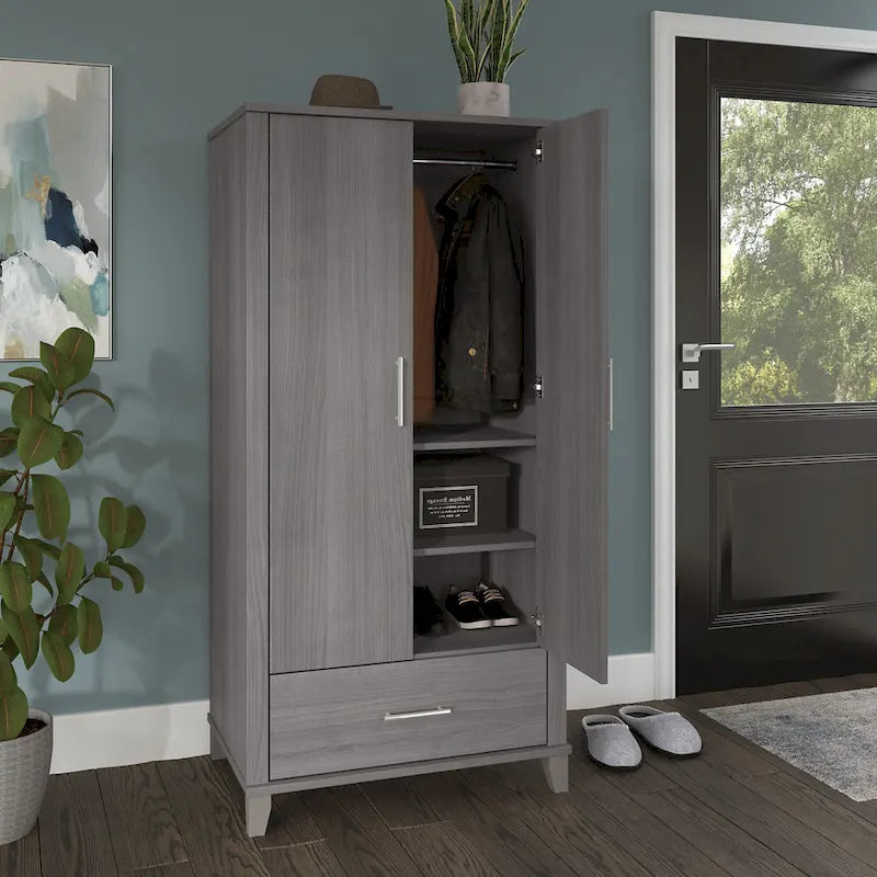 Tall Entryway Cabinet with Doors and Drawer