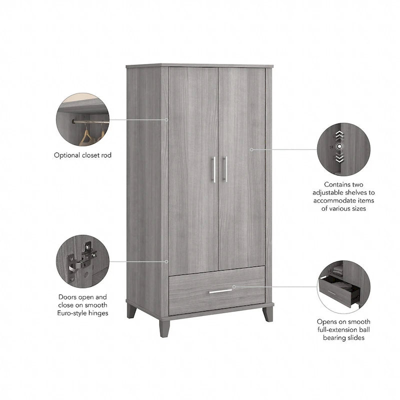 Tall Entryway Cabinet with Doors and Drawer