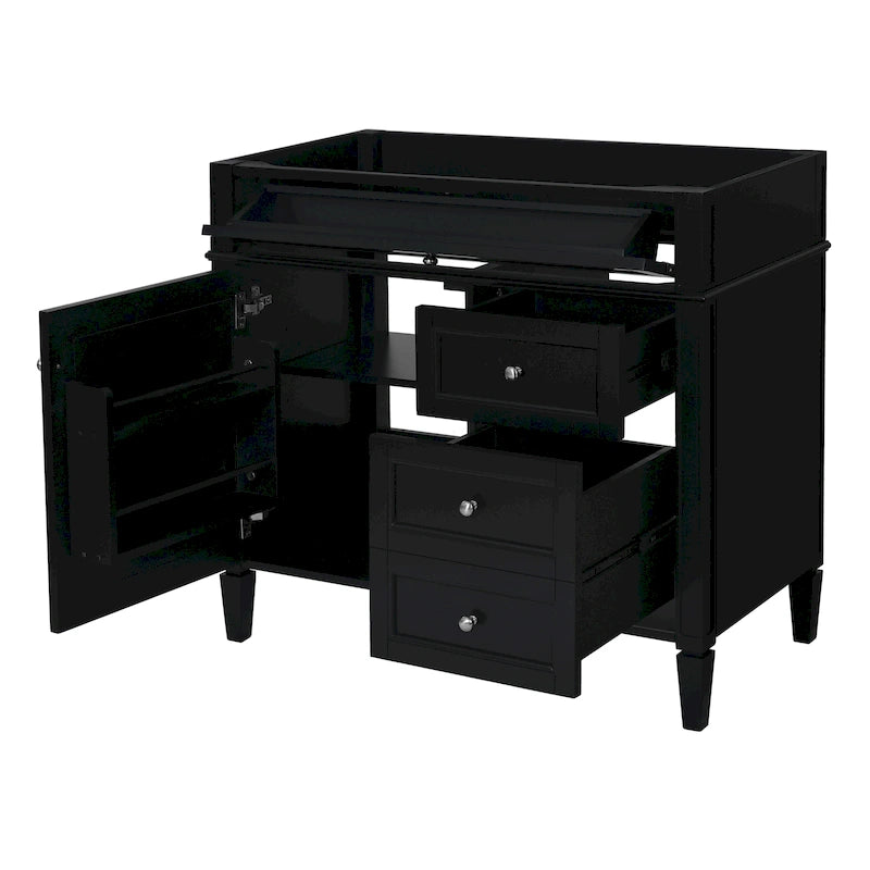 36 Bathroom Vanity without Top Sink, Modern Bathroom Storage Cabinet with 2 Drawers and a Tip-out Drawer, Solid Wood Frame