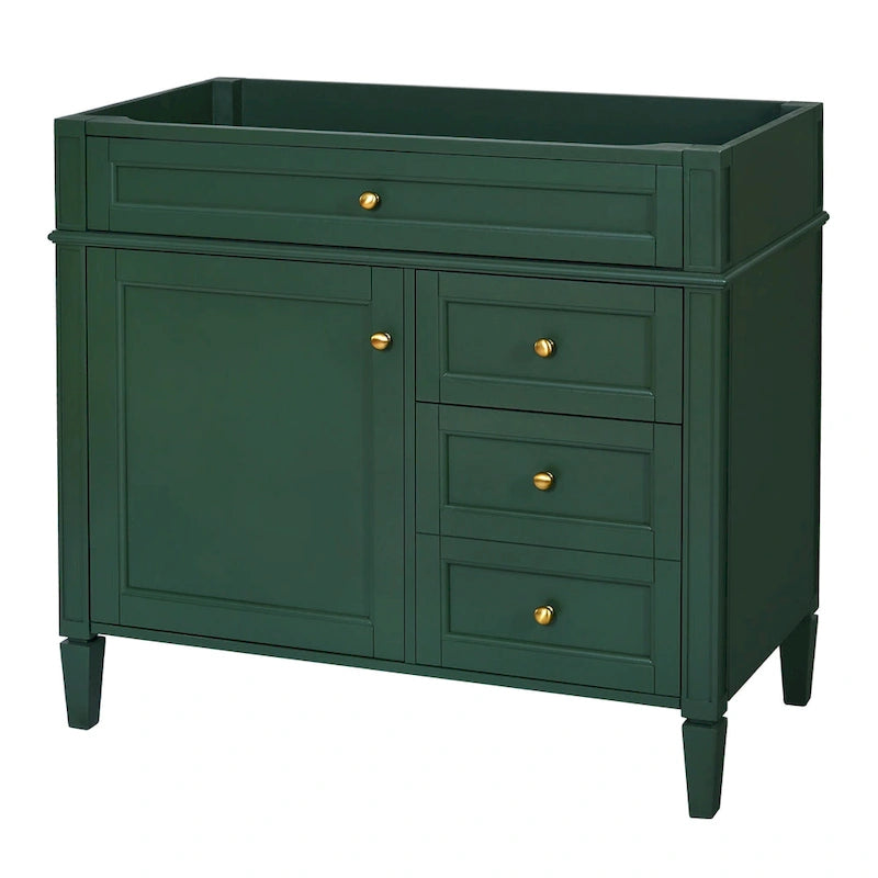 36 Bathroom Vanity without Top Sink, Modern Bathroom Storage Cabinet with 2 Drawers and a Tip-out Drawer, Solid Wood Frame