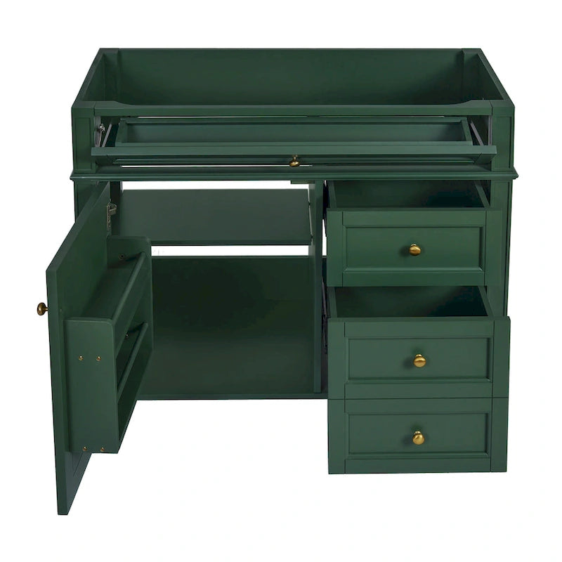 36 Bathroom Vanity without Top Sink, Modern Bathroom Storage Cabinet with 2 Drawers and a Tip-out Drawer, Solid Wood Frame