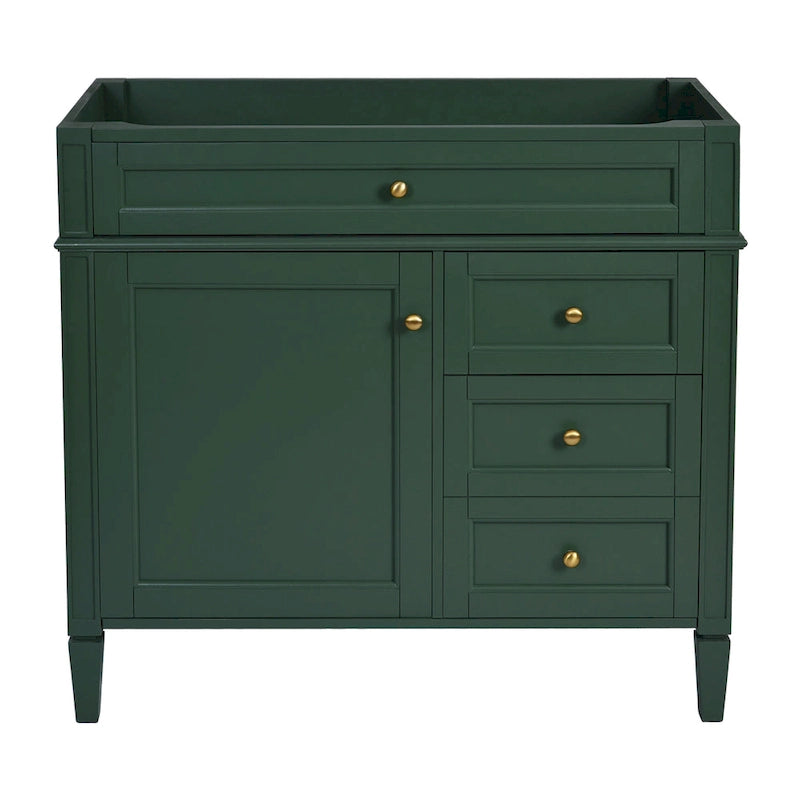 36 Bathroom Vanity without Top Sink, Modern Bathroom Storage Cabinet with 2 Drawers and a Tip-out Drawer, Solid Wood Frame