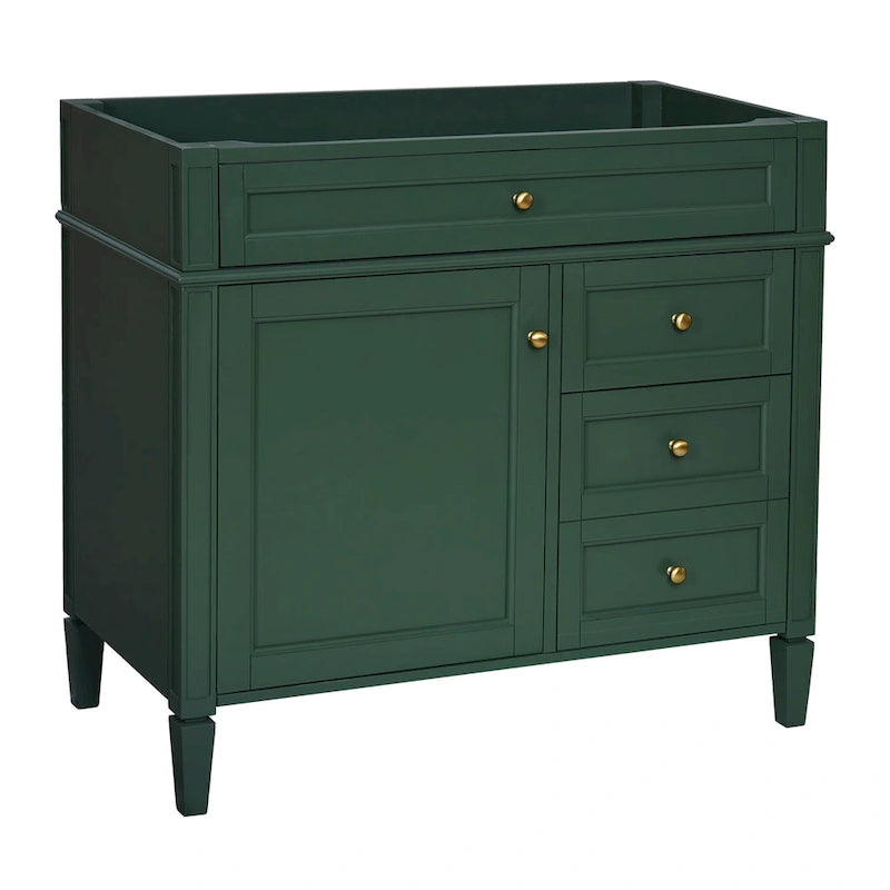 36 Bathroom Vanity without Top Sink, Modern Bathroom Storage Cabinet with 2 Drawers and a Tip-out Drawer, Solid Wood Frame