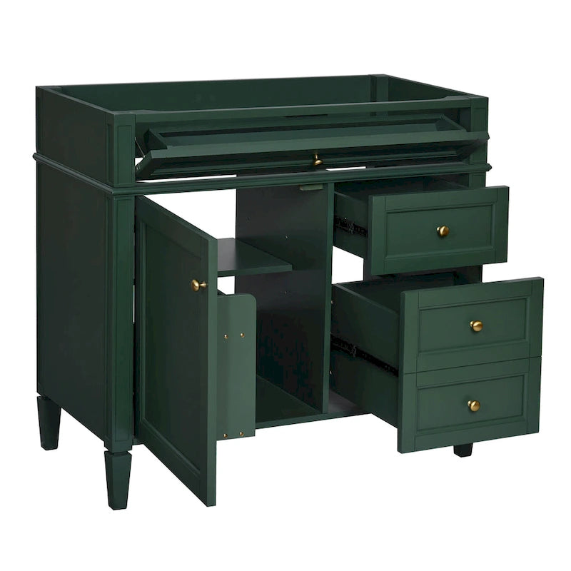 36 Bathroom Vanity without Top Sink, Modern Bathroom Storage Cabinet with 2 Drawers and a Tip-out Drawer, Solid Wood Frame
