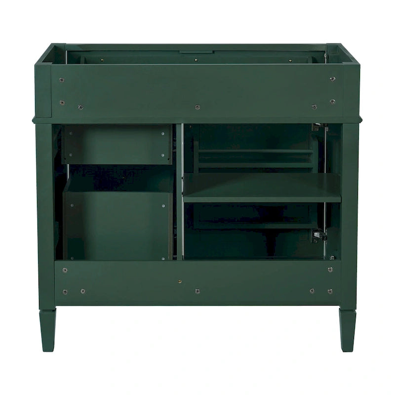 36 Bathroom Vanity without Top Sink, Modern Bathroom Storage Cabinet with 2 Drawers and a Tip-out Drawer, Solid Wood Frame