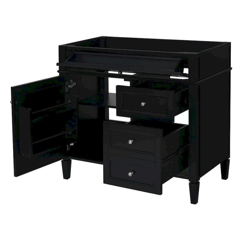 36 Bathroom Vanity without Top Sink, Modern Bathroom Storage Cabinet with 2 Drawers and a Tip-out Drawer, Solid Wood Frame