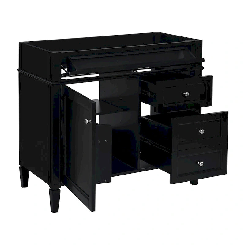 36 Bathroom Vanity without Top Sink, Modern Bathroom Storage Cabinet with 2 Drawers and a Tip-out Drawer, Solid Wood Frame