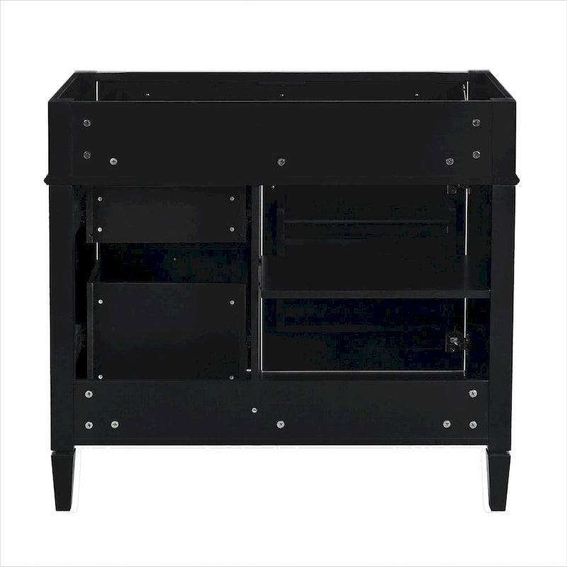 36 Bathroom Vanity without Top Sink, Modern Bathroom Storage Cabinet with 2 Drawers and a Tip-out Drawer, Solid Wood Frame