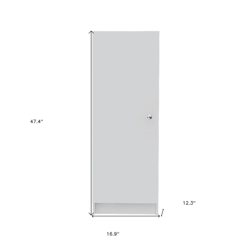 47" White Wood Pantry Storage Closet - 16.9" x 47.4" x 12.3"