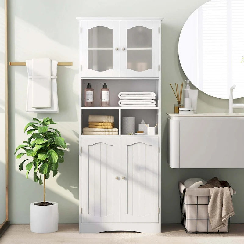 58.5" Tall Bathroom Storage Cabinet Freestanding Linen Cabinet