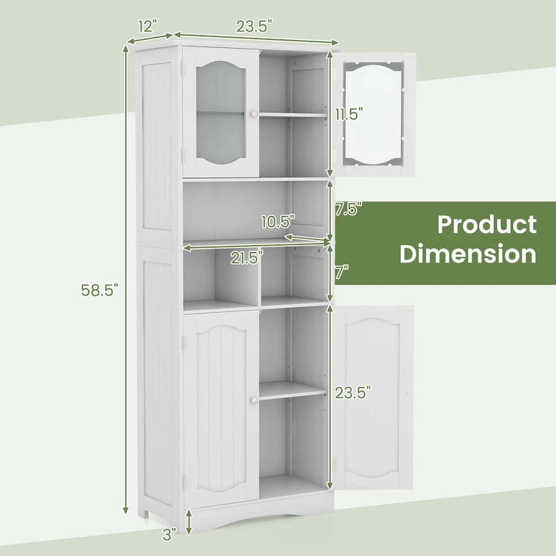 58.5" Tall Bathroom Storage Cabinet Freestanding Linen Cabinet