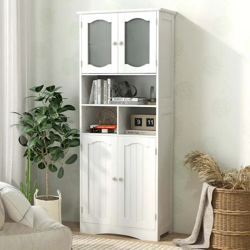 58.5" Tall Bathroom Storage Cabinet Freestanding Linen Cabinet