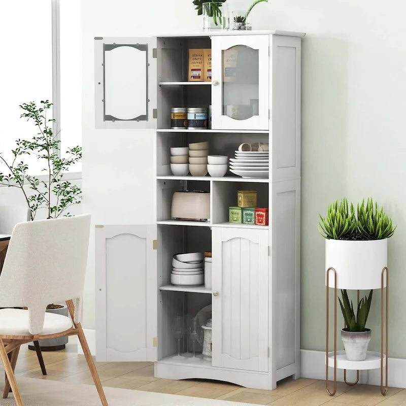 58.5" Tall Bathroom Storage Cabinet Freestanding Linen Cabinet