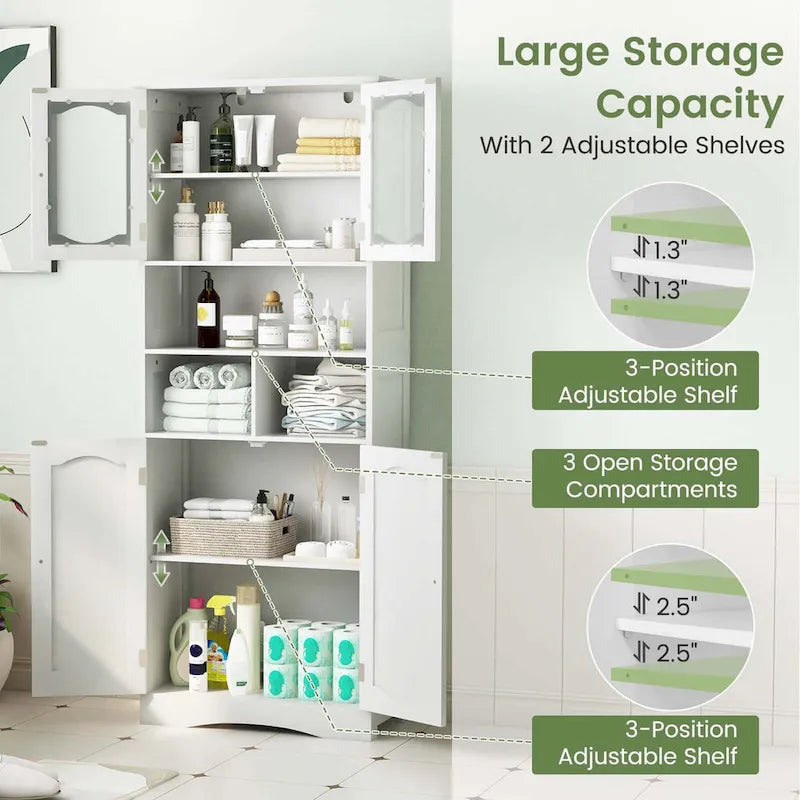 58.5" Tall Bathroom Storage Cabinet Freestanding Linen Cabinet