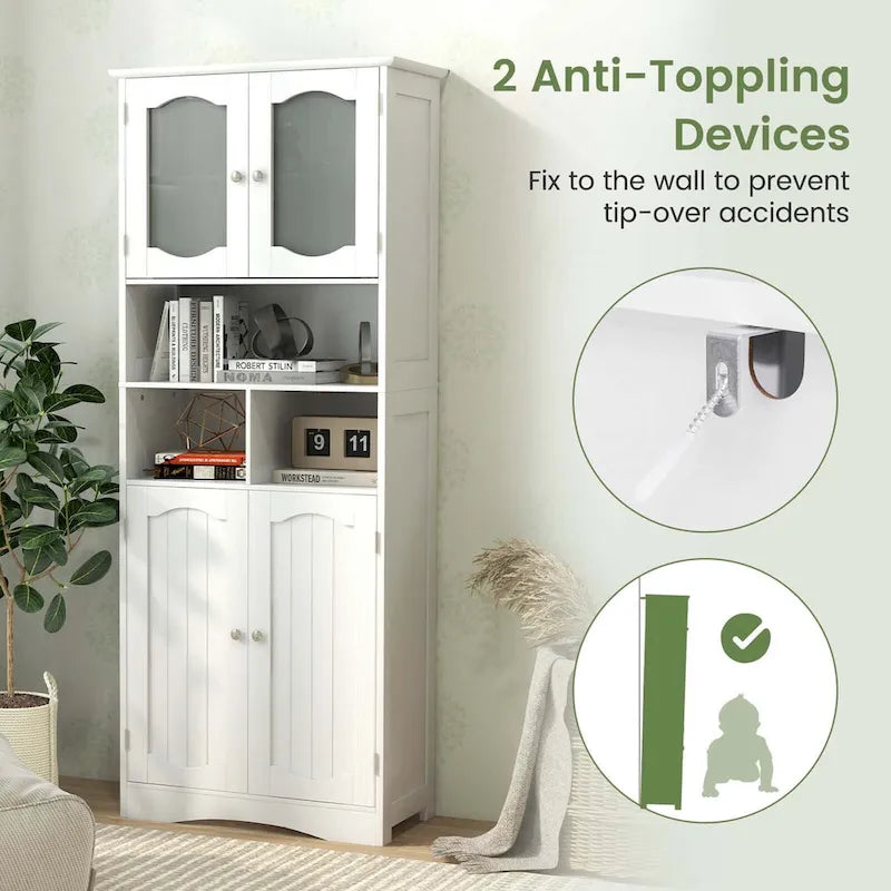 58.5" Tall Bathroom Storage Cabinet Freestanding Linen Cabinet