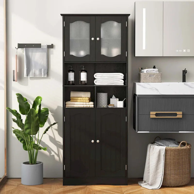 58.5" Tall Bathroom Storage Cabinet Freestanding Linen Cabinet