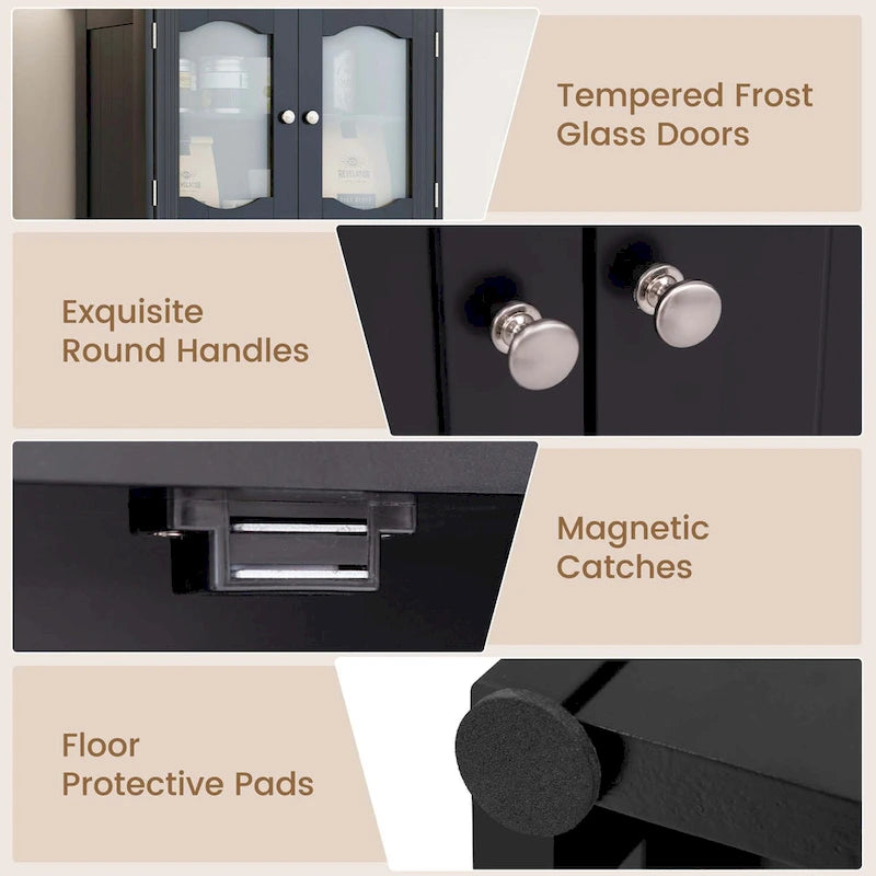 58.5" Tall Bathroom Storage Cabinet Freestanding Linen Cabinet