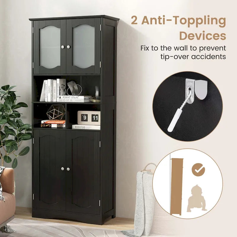 58.5" Tall Bathroom Storage Cabinet Freestanding Linen Cabinet