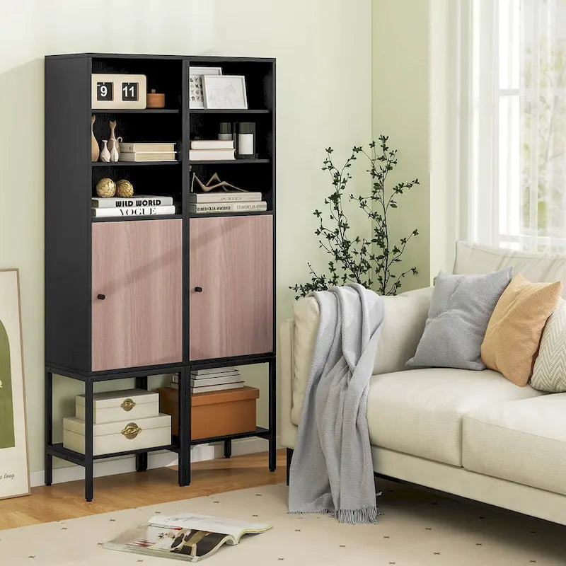 57" Bathroom Tall Cabinet with 1 Door and 4 Shelves