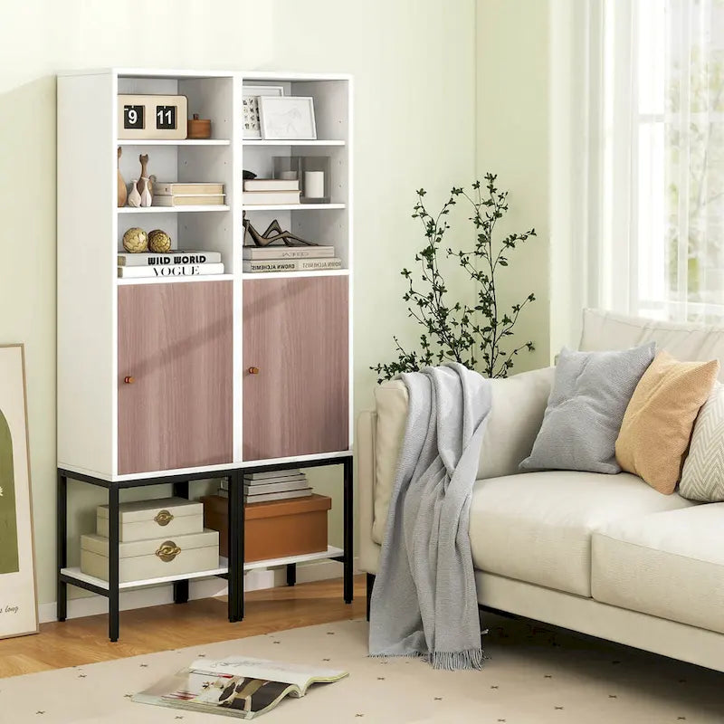 57" Bathroom Tall Cabinet with 1 Door and 4 Shelves