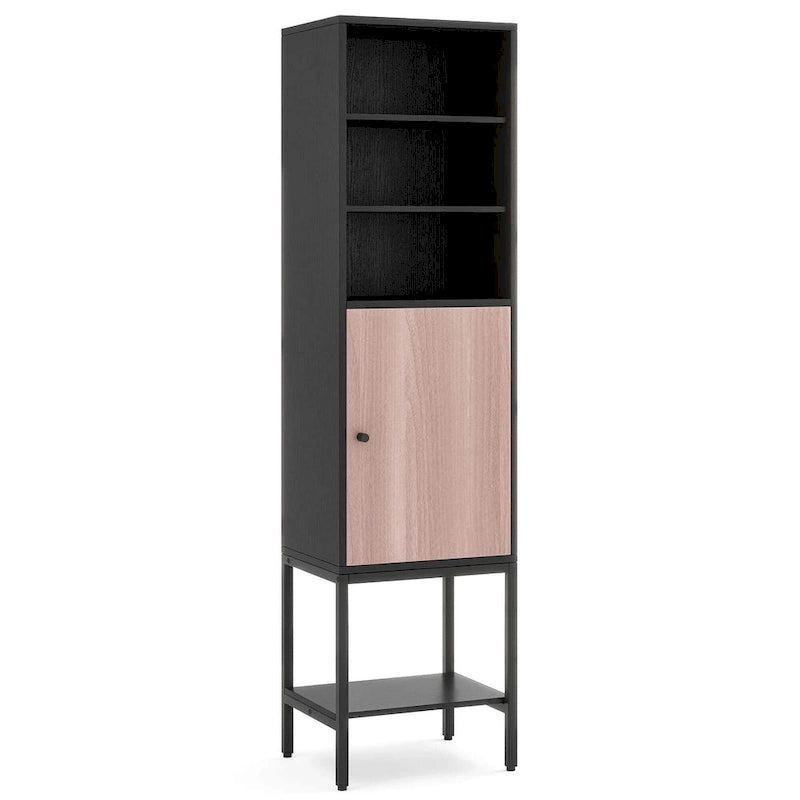 57" Bathroom Tall Cabinet with 1 Door and 4 Shelves