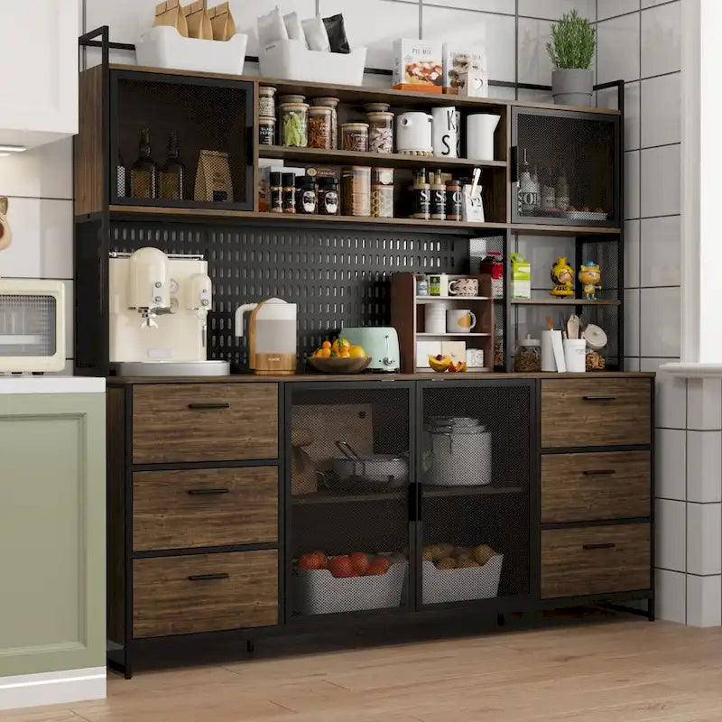 70.9W Kitchen Storage Cabinet with Cupboard & Microwave Stand
