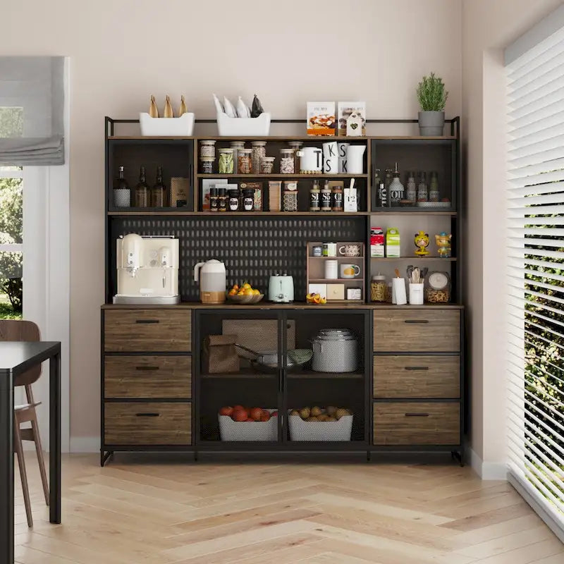 70.9W Kitchen Storage Cabinet with Cupboard & Microwave Stand