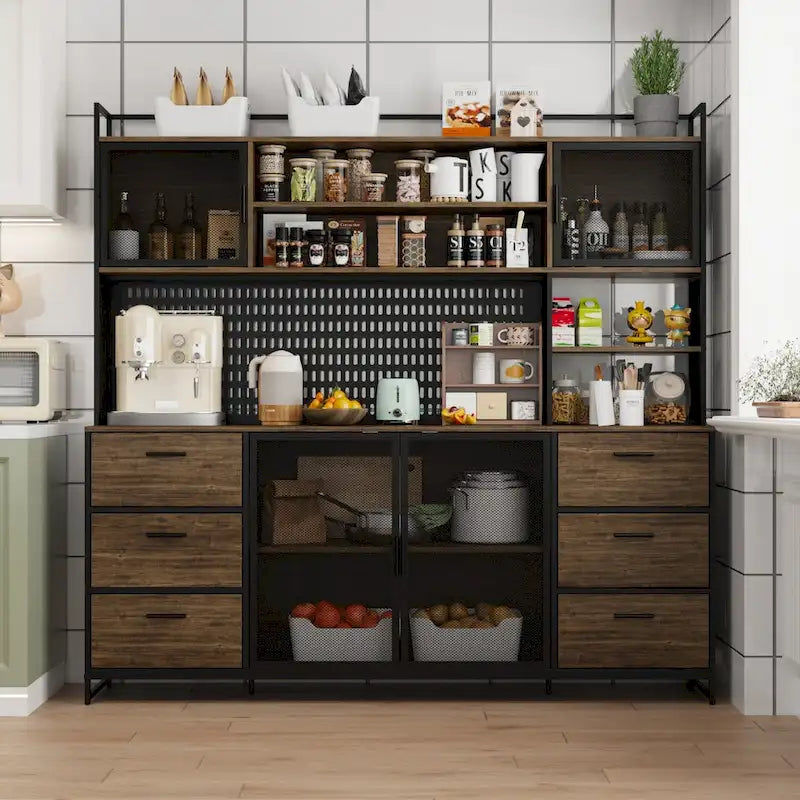 70.9W Kitchen Storage Cabinet with Cupboard & Microwave Stand