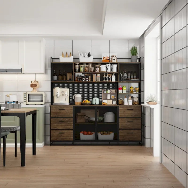 70.9W Kitchen Storage Cabinet with Cupboard & Microwave Stand