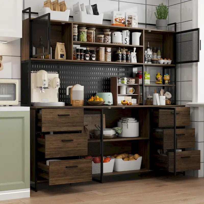 70.9W Kitchen Storage Cabinet with Cupboard & Microwave Stand
