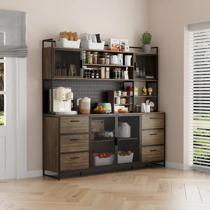 70.9W Kitchen Storage Cabinet with Cupboard & Microwave Stand