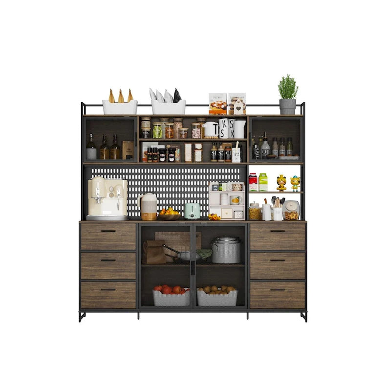 70.9W Kitchen Storage Cabinet with Cupboard & Microwave Stand