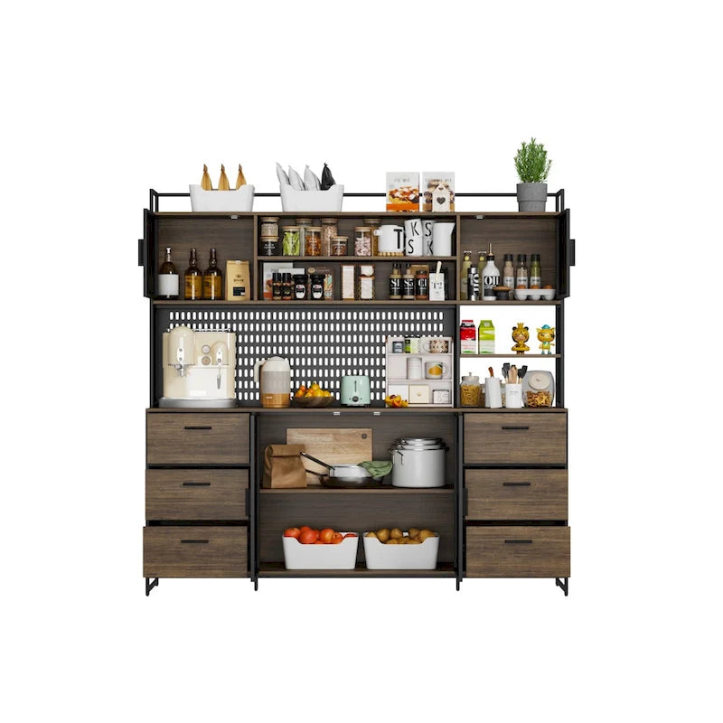 70.9W Kitchen Storage Cabinet with Cupboard & Microwave Stand