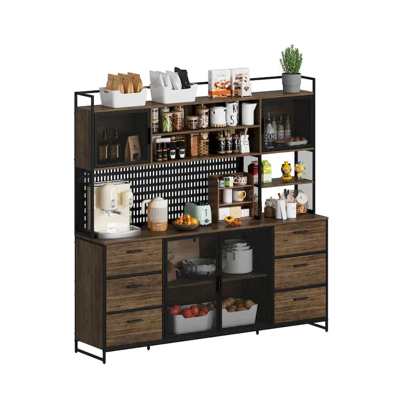 70.9W Kitchen Storage Cabinet with Cupboard & Microwave Stand