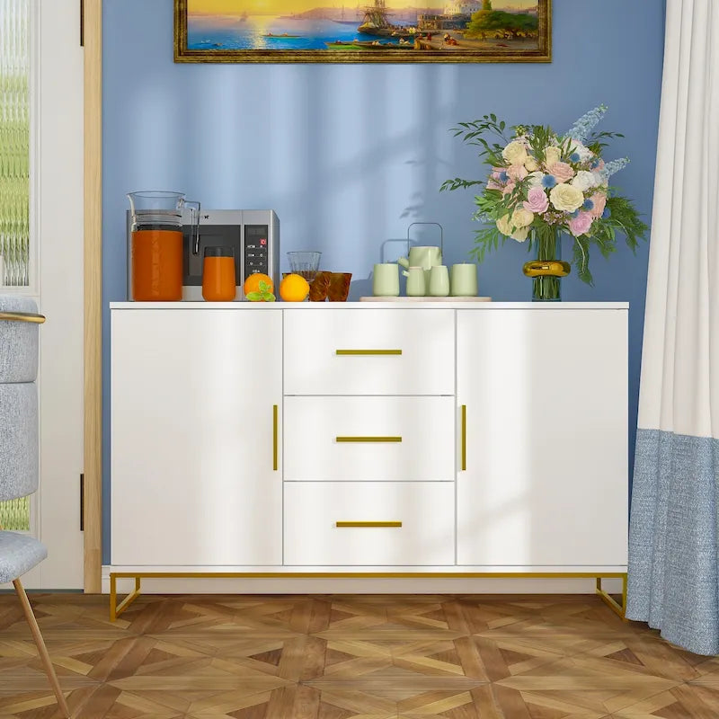 47" Buffet Credenza with Double Doors and 3 Drawers