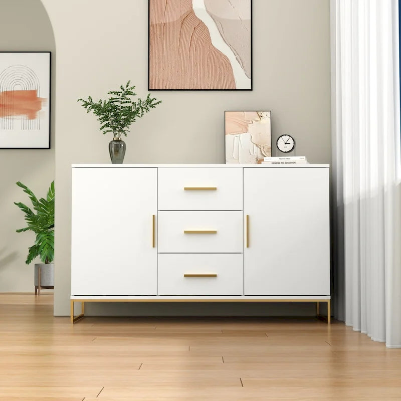 47" Buffet Credenza with Double Doors and 3 Drawers