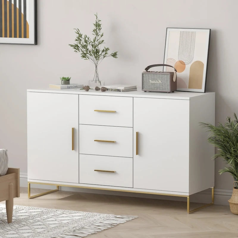 47" Buffet Credenza with Double Doors and 3 Drawers