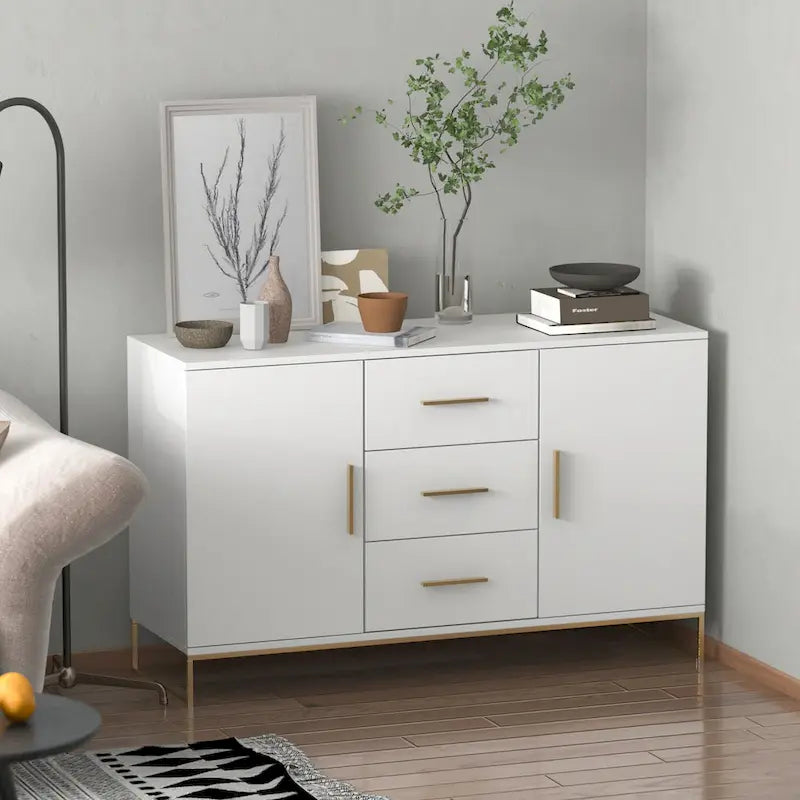 47" Buffet Credenza with Double Doors and 3 Drawers