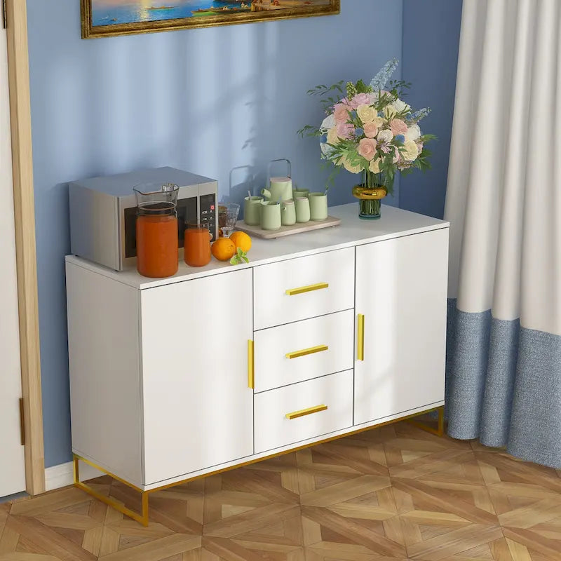 47" Buffet Credenza with Double Doors and 3 Drawers