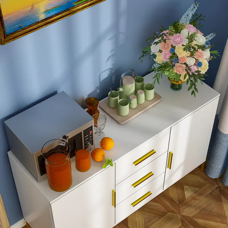 47" Buffet Credenza with Double Doors and 3 Drawers