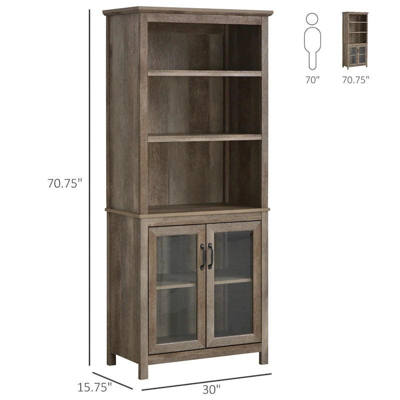 Multifunctional Storage Cabinet Bookcase with Adjustable Shelves