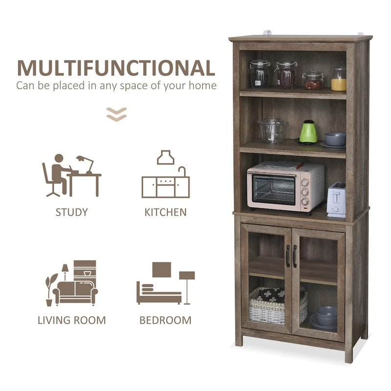 Multifunctional Storage Cabinet Bookcase with Adjustable Shelves